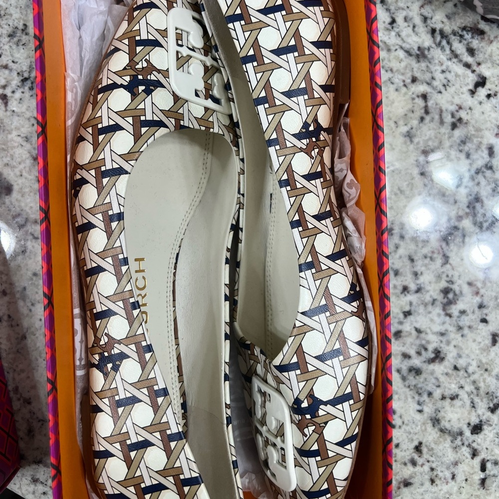 Tory Burch Georgia Ballet Printed Dancing Nappa Size 7.5